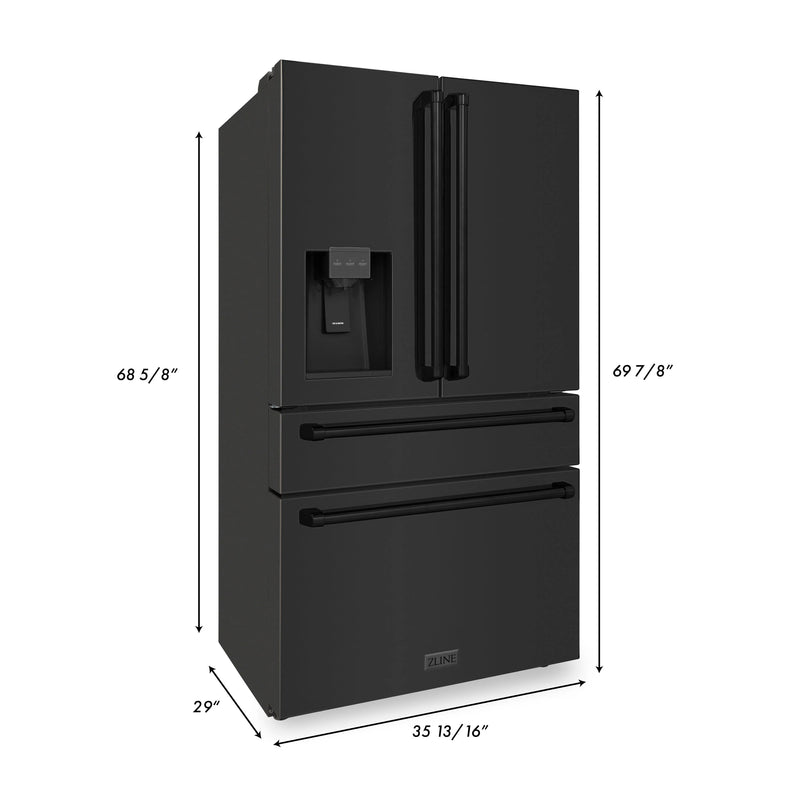 ZLINE 36 In. French Door Refrigerator Counter Depth Fingerprint with Water and Ice Dispenser
