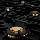 ZLINE 36 in. Porcelain Gas Stovetop in Black Stainless with 6 Gas Brass Burners (RTB-BR-36) - MyBBQDirect