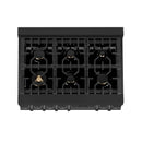 ZLINE 36 in. Porcelain Gas Stovetop in Black Stainless with 6 Gas Brass Burners (RTB-BR-36) - MyBBQDirect