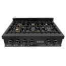 ZLINE 36 in. Porcelain Gas Stovetop in Black Stainless with 6 Gas Brass Burners (RTB-BR-36) - MyBBQDirect