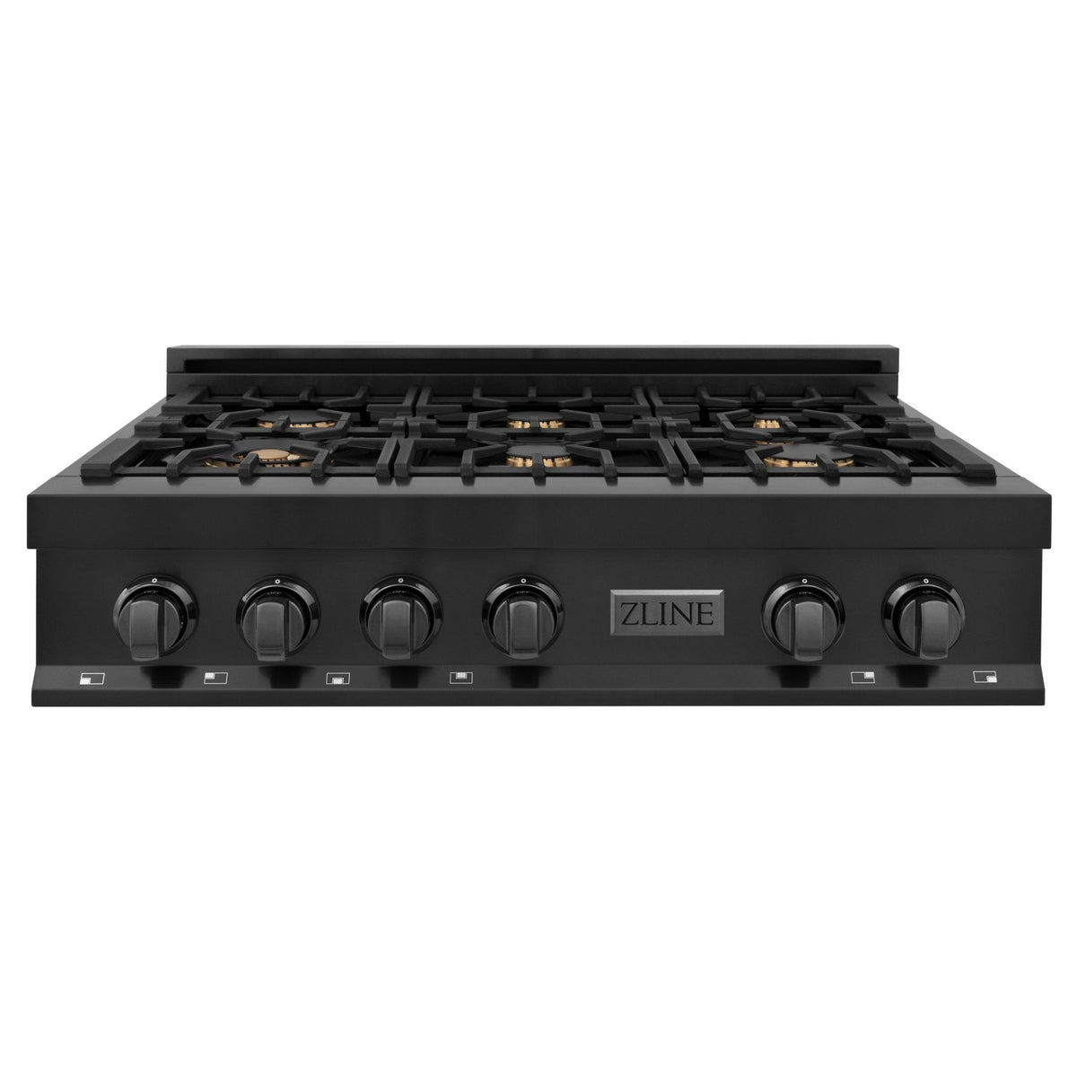 ZLINE 36 in. Porcelain Gas Stovetop in Black Stainless with 6 Gas Brass Burners (RTB-BR-36) - MyBBQDirect