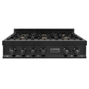 ZLINE 36 in. Porcelain Gas Stovetop in Black Stainless with 6 Gas Brass Burners (RTB-BR-36) - MyBBQDirect