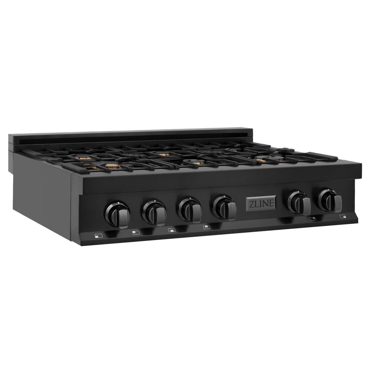 ZLINE 36 in. Porcelain Gas Stovetop in Black Stainless with 6 Gas Brass Burners (RTB-BR-36) - MyBBQDirect