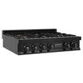 ZLINE 36 in. Porcelain Gas Stovetop in Black Stainless with 6 Gas Brass Burners (RTB-BR-36) - MyBBQDirect