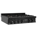 ZLINE 36 in. Porcelain Gas Stovetop in Black Stainless with 6 Gas Brass Burners (RTB-BR-36) - MyBBQDirect