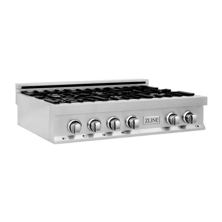 ZLINE 36” Professional Stainless Steel Gas Rangetop with 6 Gas Burners