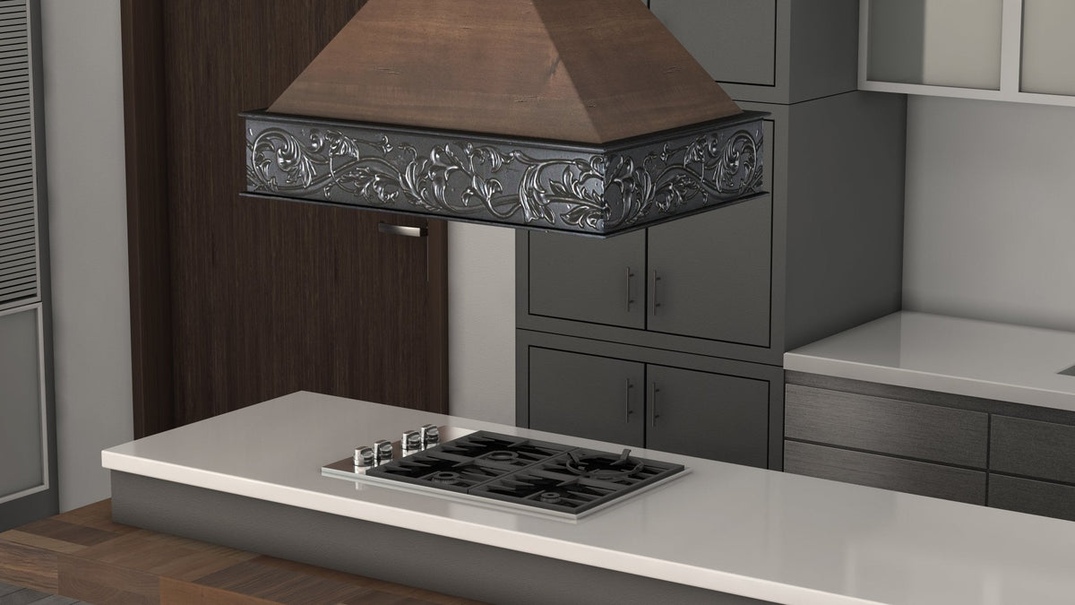 ZLINE 36 in. Wooden Island Mount Range Hood in Antigua and Walnut (9373AR-36) - MyBBQDirect