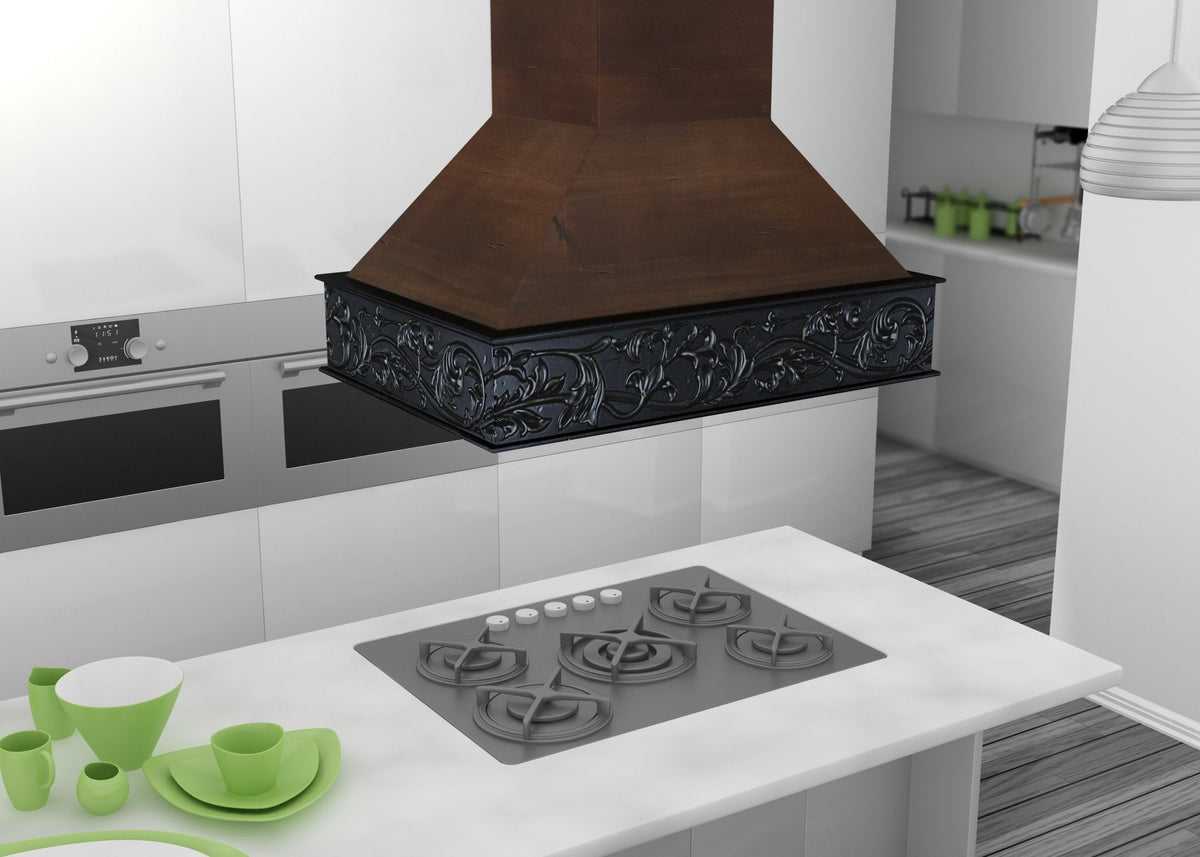 ZLINE 36 in. Wooden Island Mount Range Hood in Antigua and Walnut (9373AR-36) - MyBBQDirect