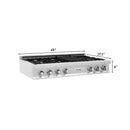 ZLINE 48 in. Porcelain Gas Stovetop with 7 Gas Burners and Griddle (RT48) Available with Brass Burners - MyBBQDirect