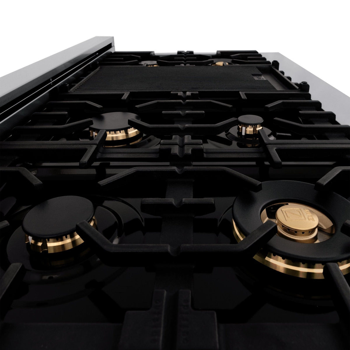 ZLINE 48 in. Porcelain Gas Stovetop with 7 Gas Burners and Griddle (RT48) Available with Brass Burners - MyBBQDirect