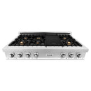 ZLINE 48 in. Porcelain Gas Stovetop with 7 Gas Burners and Griddle (RT48) Available with Brass Burners - MyBBQDirect