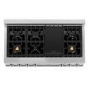 ZLINE 48 in. Porcelain Gas Stovetop with 7 Gas Burners and Griddle (RT48) Available with Brass Burners - MyBBQDirect