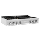 ZLINE 48 in. Porcelain Gas Stovetop with 7 Gas Burners and Griddle (RT48) Available with Brass Burners - MyBBQDirect