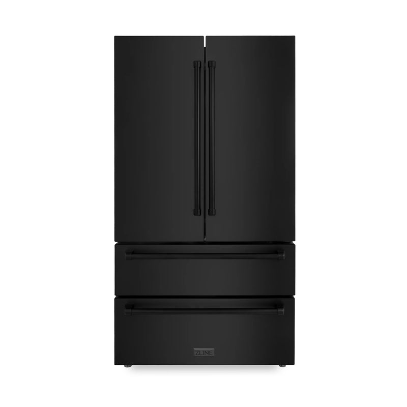 ZLINE Appliance Package - 48" Kitchen Package with Black Stainless Steel Refrigeration, Rangetop, 48" Range Hood and 30" Double Wall Oven - 4KPR-RTBRH48-AWD