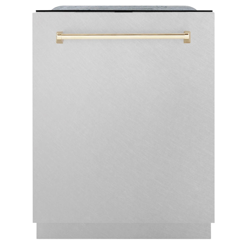 ZLINE Autograph Edition 24" 3rd Rack Top Touch Control Tall Tub Dishwasher in Stainless Steel with Accent Handle, 45dBa