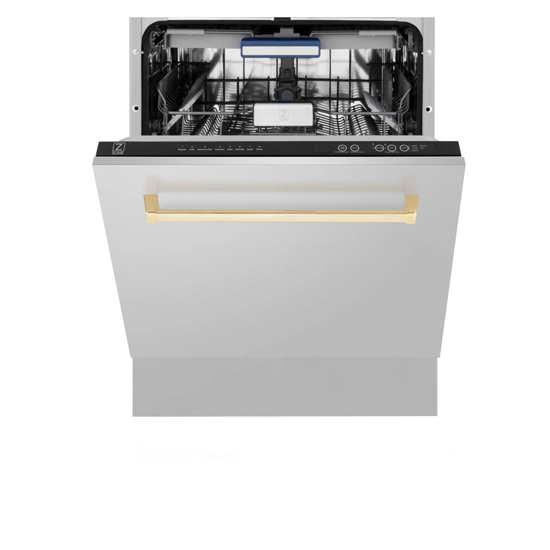 ZLINE Autograph Edition 24" 3rd Rack Top Control Tall Tub Dishwasher in Stainless Steel with Accent Handle, 51dBa