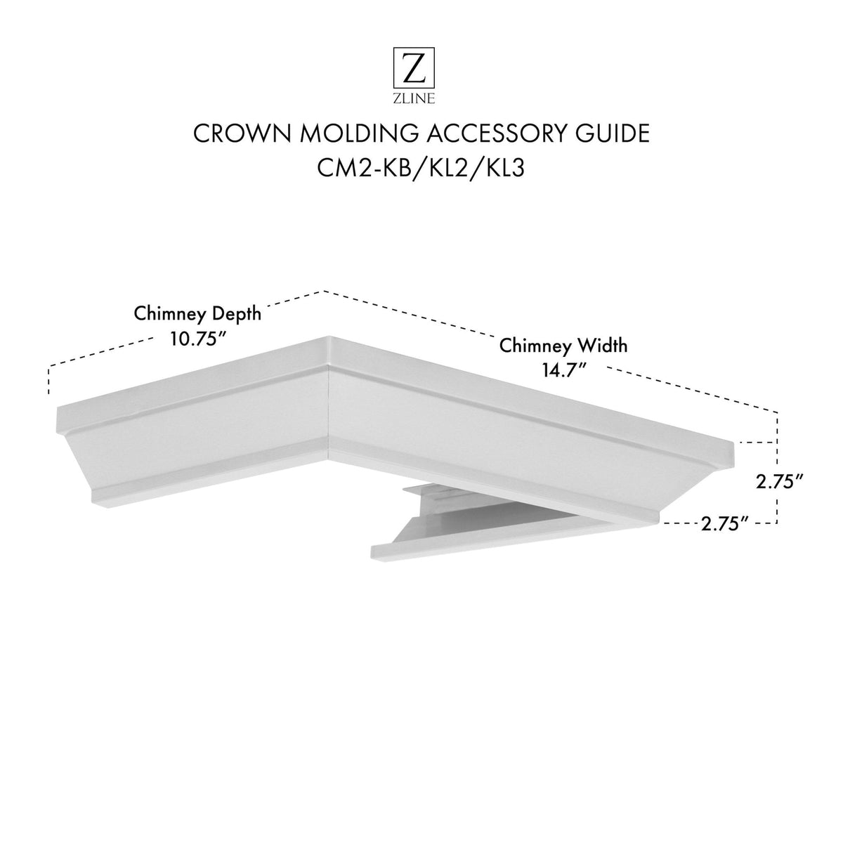 ZLINE Crown Molding 2 For Wall Range Hoods (CM2-KB/KL2/KL3) - MyBBQDirect