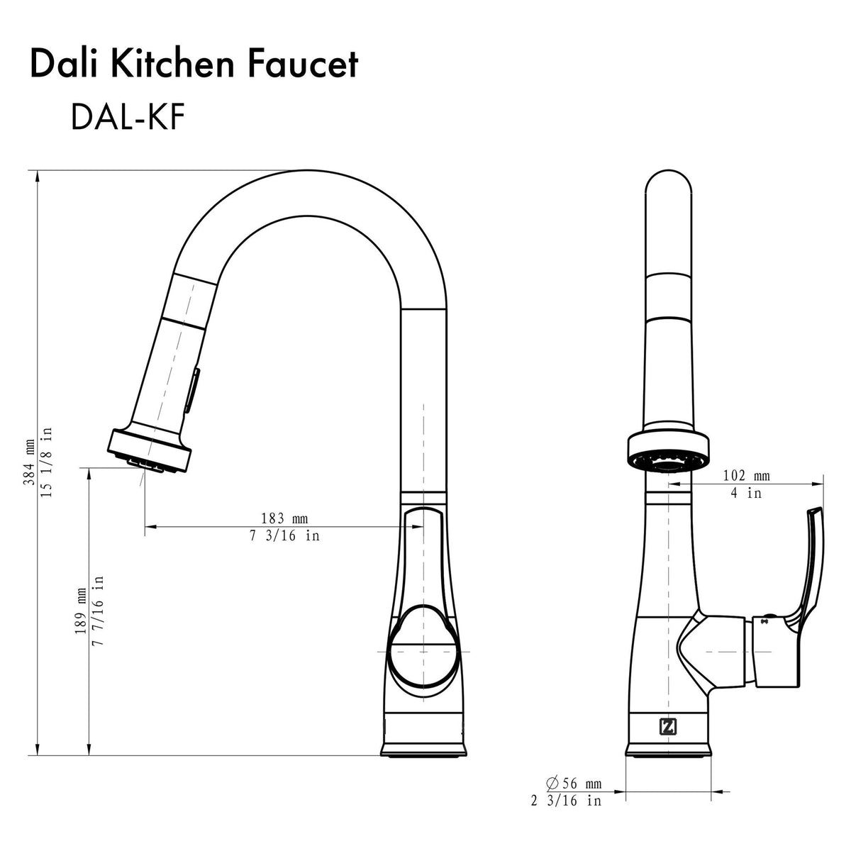 ZLINE Dali Kitchen Faucet in Brushed Nickel (DAL-KF) - MyBBQDirect