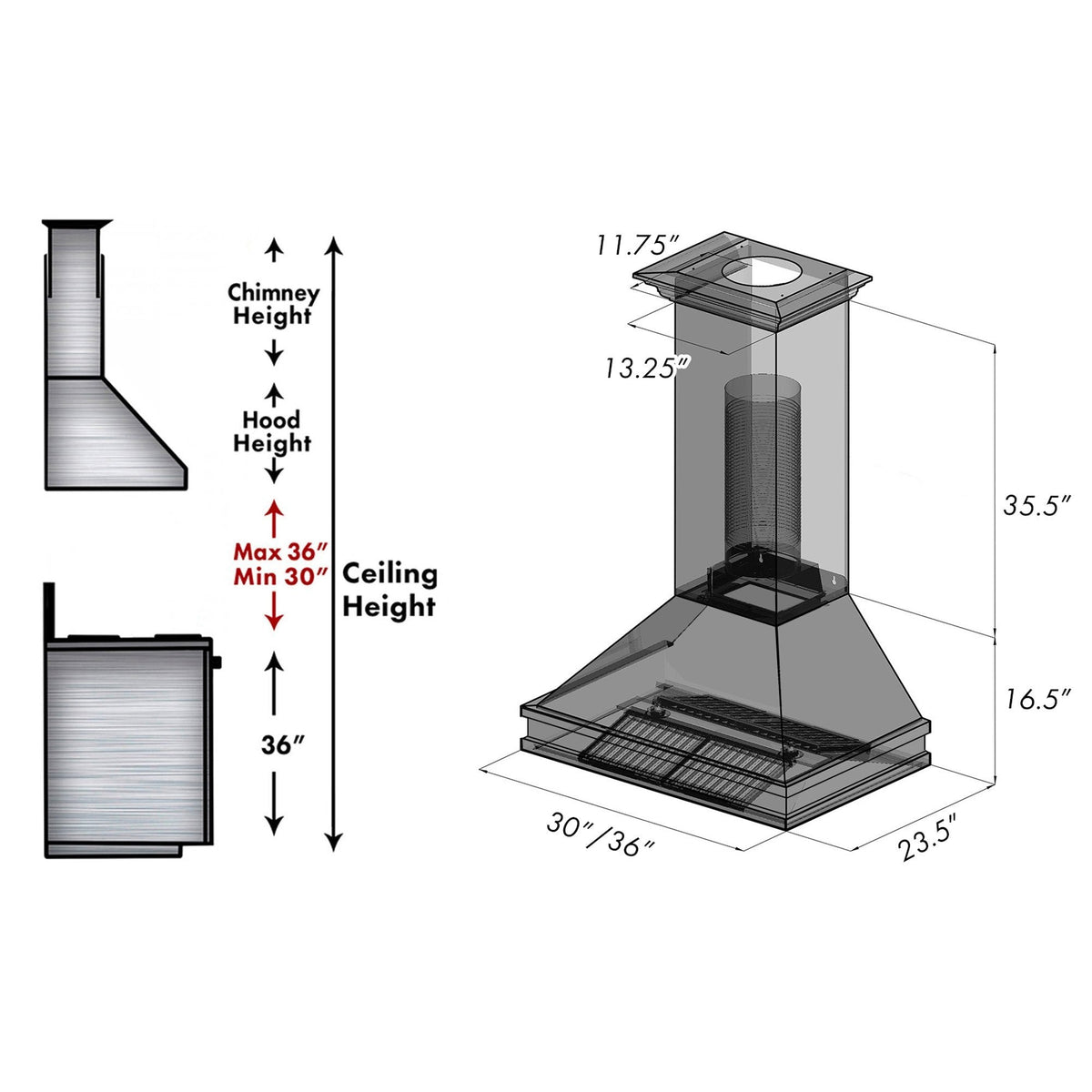 ZLINE Designer Series Fingerprint Resistant Wall Mount Range Hood (8656S) - MyBBQDirect