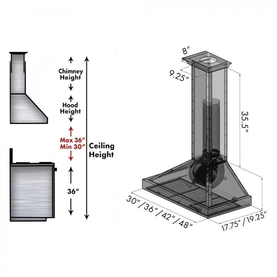 ZLINE Ducted Designer Series Wall Mount Range Hood (KB2-HBXXX) - MyBBQDirect