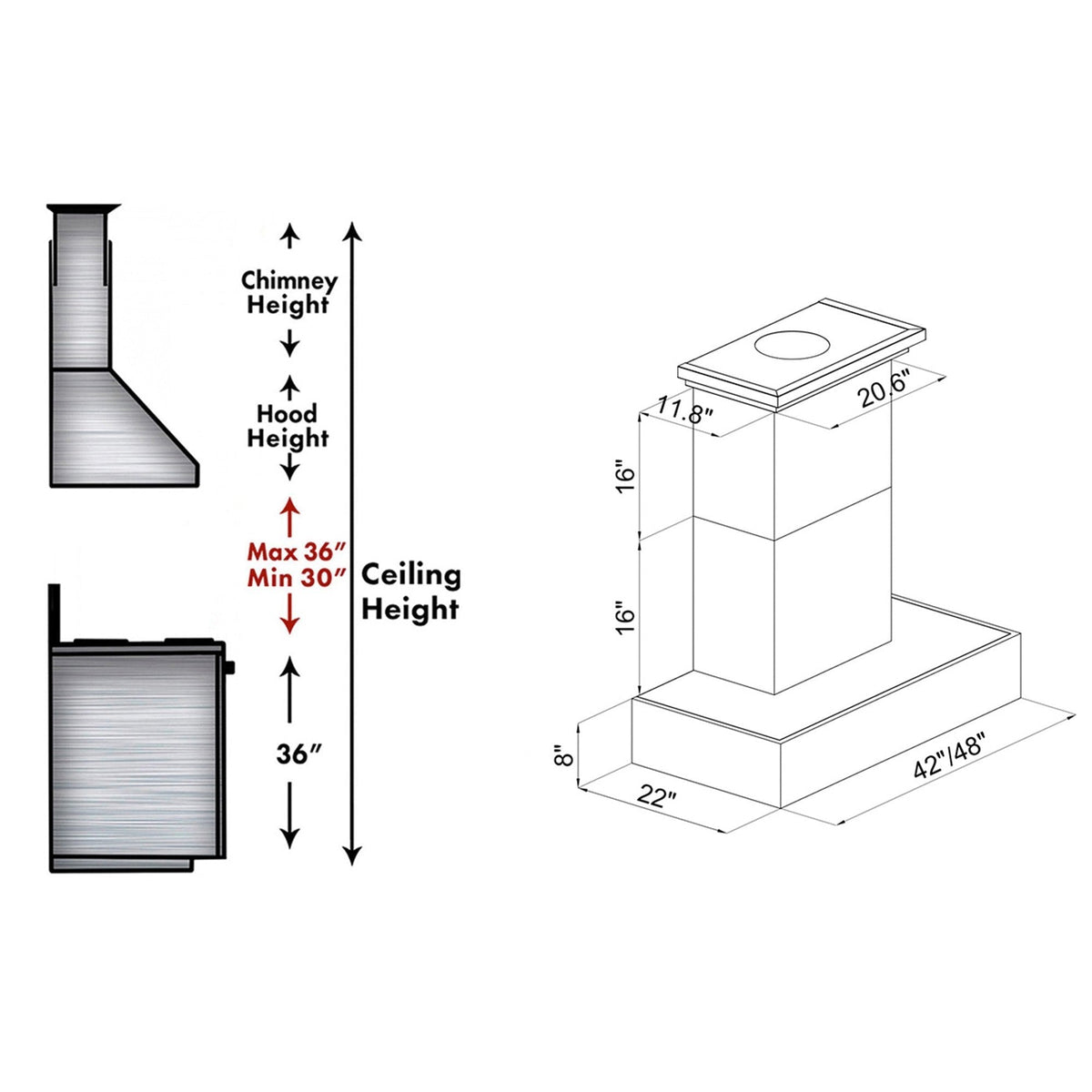 ZLINE Remote Blower Ducted Designer Series Wooden Wall Mount Range Hood in Butcher Block (681W-RD/RS) - MyBBQDirect