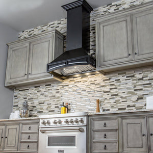 ZLINE Wooden Wall Mount Range Hood In Black - Includes Remote Blower Motor (321CC-RS/RD) - MyBBQDirect