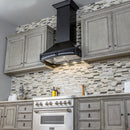 ZLINE Wooden Wall Mount Range Hood In Black - Includes Remote Blower Motor (321CC-RS/RD) - MyBBQDirect
