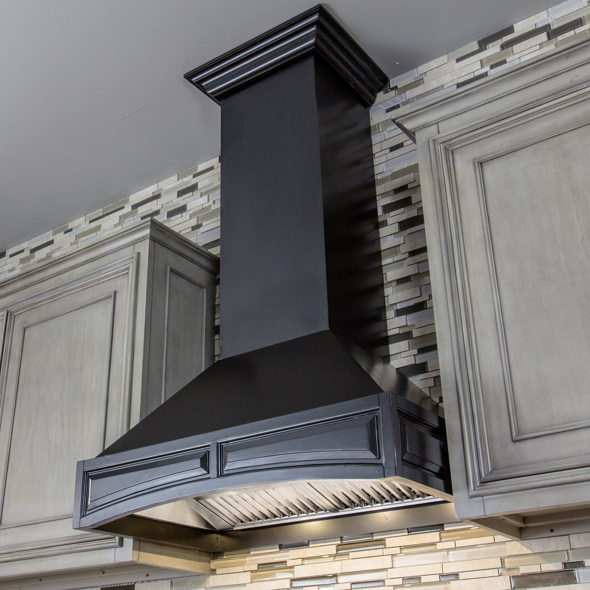 ZLINE Wooden Wall Mount Range Hood In Black - Includes Remote Blower Motor (321CC-RS/RD) - MyBBQDirect