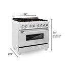 ZLINE 36 in. Professional Dual Fuel Range in Fingerprint Resistant Stainless Steel with Brass Burners and Reversible Griddle (RAS-SN-BR-GR-36) - MyBBQDirect