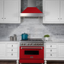 ZLINE Ducted Fingerprint Resistant Stainless Steel Range Hood with Red Matte Shell (8654RM)