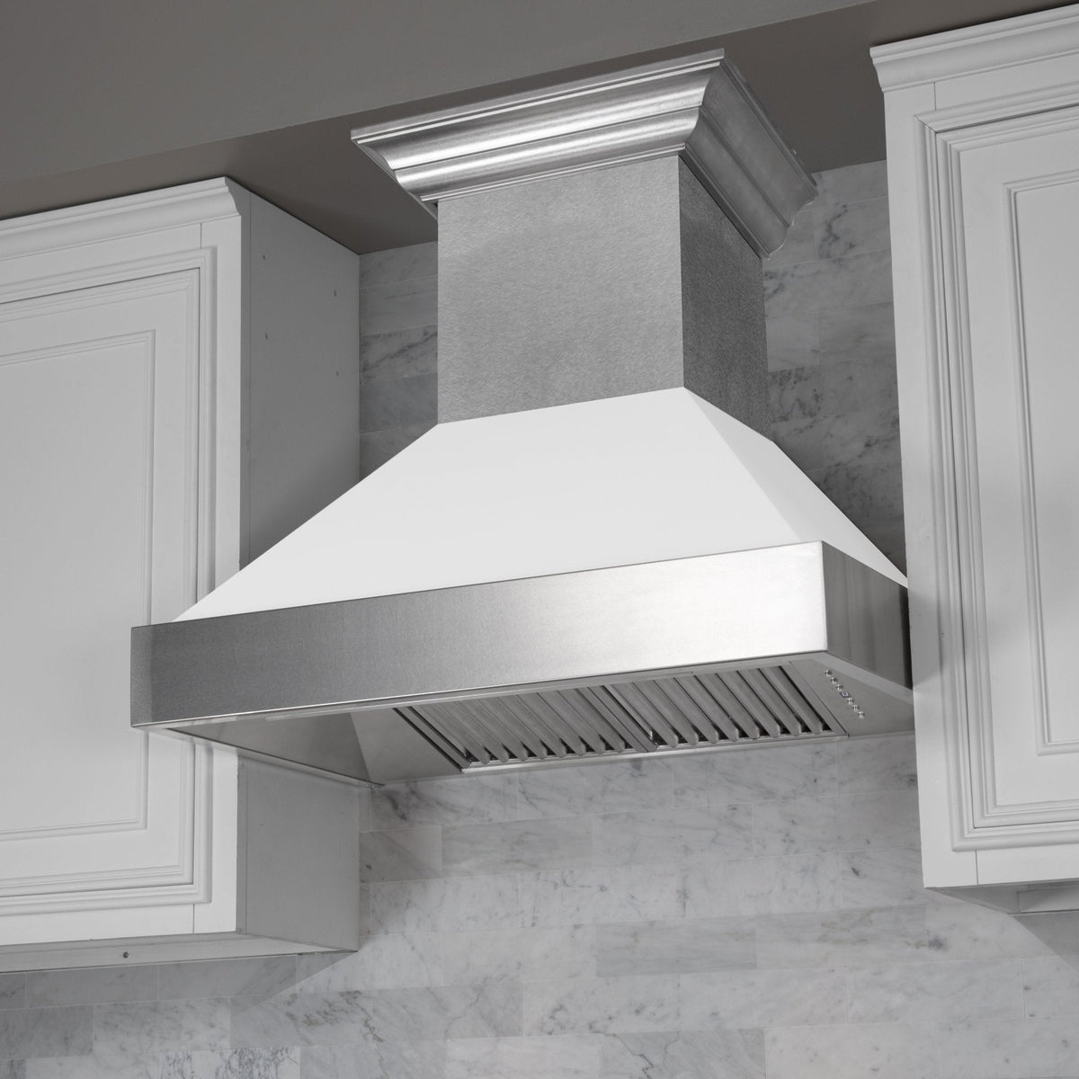 ZLINE Fingerprint Resistant Stainless Steel Range Hood With White Matte Shell (8654WM) - MyBBQDirect