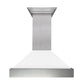 ZLINE 36 in. Kitchen Package with DuraSnow Stainless Steel Dual Fuel Range with White Matte Door and Convertible Vent Range Hood (2KP-RASWMRH36) - MyBBQDirect