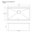 ZLINE 30 in. Garmisch Undermount Single Bowl Kitchen Sink with Bottom Grid and Accessories (SLS-30)