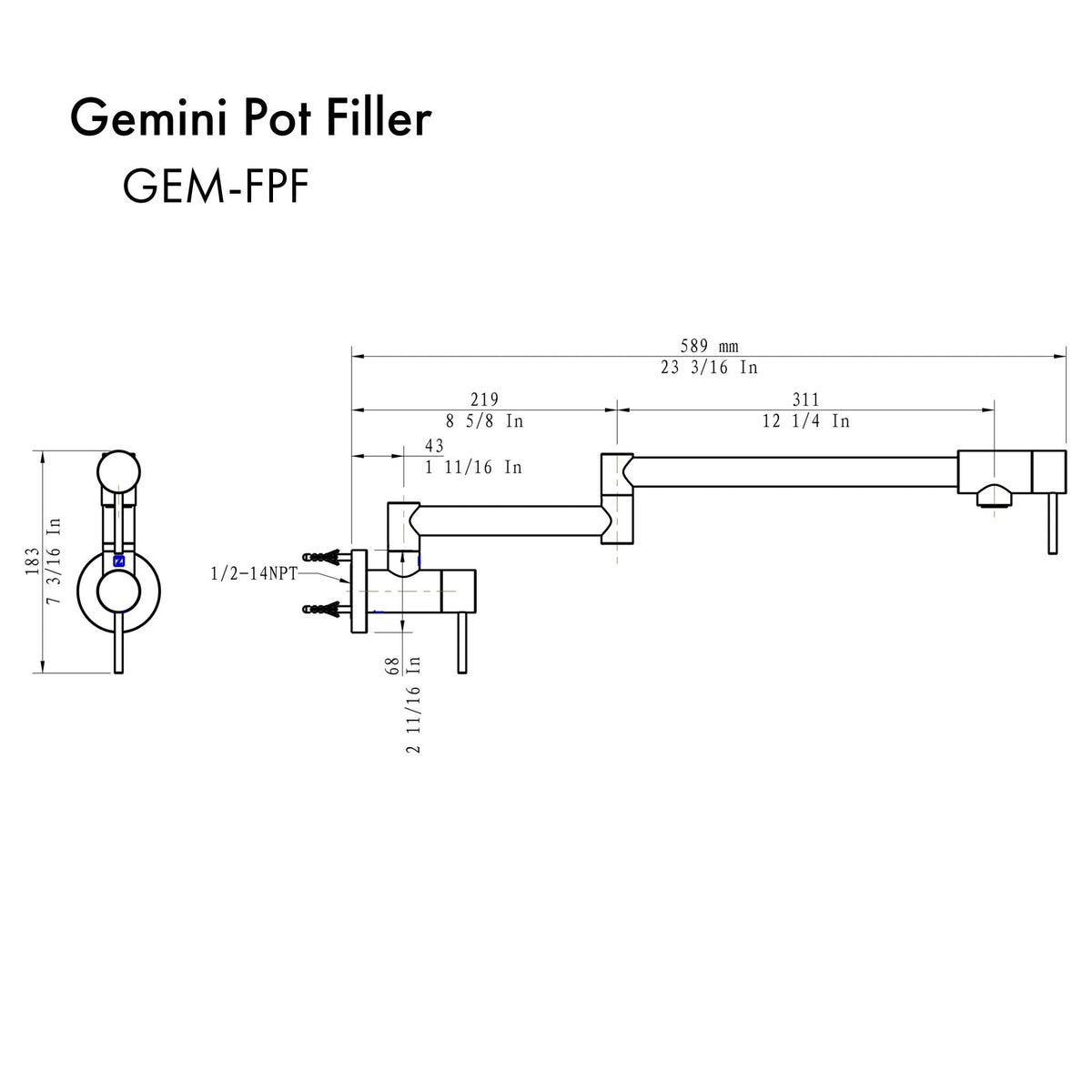ZLINE Gemini Pot Filler (GEM-FPF) - MyBBQDirect
