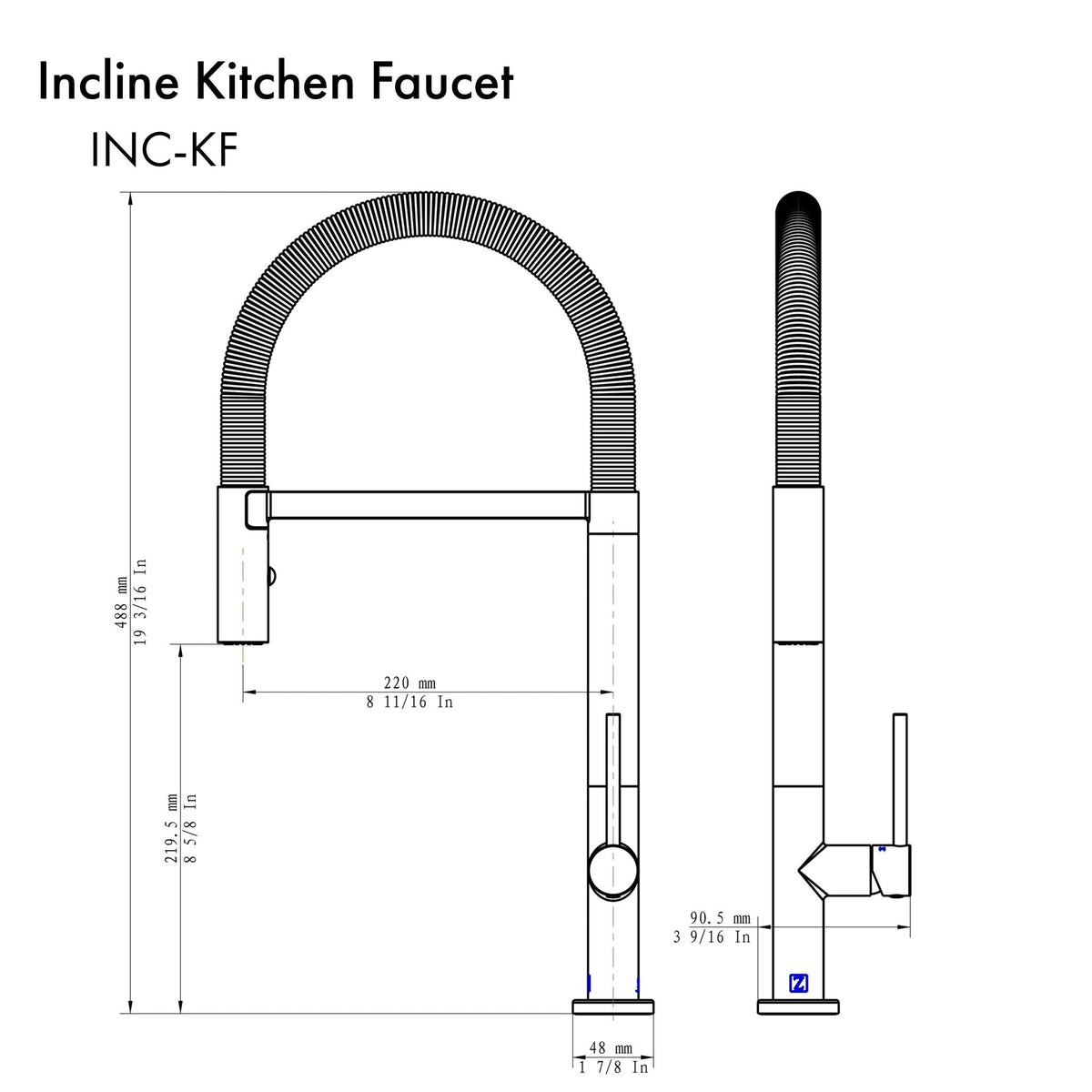 ZLINE Incline Kitchen Faucet  with Color Options (INC-KF) - MyBBQDirect