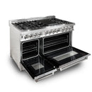 ZLINE 48 in. Kitchen Package with Stainless Steel Dual Fuel Range with DuraSnow Door and Convertible Vent Range Hood (2KP-RASNRH48) - MyBBQDirect