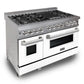 ZLINE 48 in. Kitchen Package with DuraSnow Stainless Steel Dual Fuel Range with White Matte Door and Convertible Vent Range Hood (2KP-RASWMRH48) - MyBBQDirect