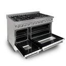 ZLINE 48 in. Kitchen Package with DuraSnow Stainless Steel Dual Fuel Range with White Matte Door and Convertible Vent Range Hood (2KP-RASWMRH48) - MyBBQDirect