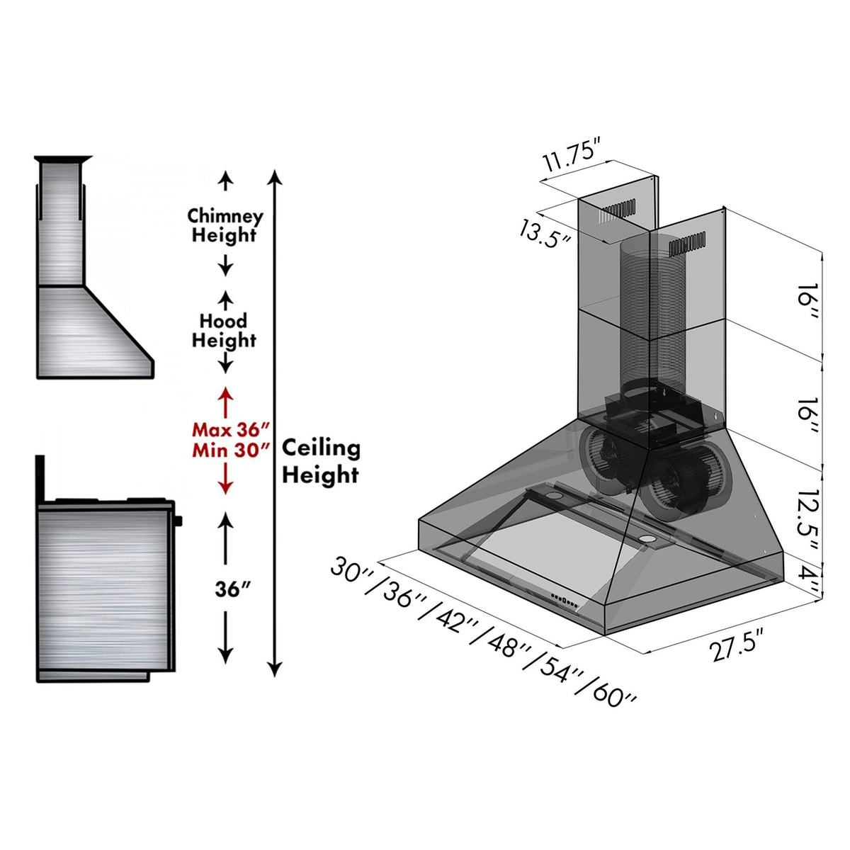 ZLINE Professional Convertible Vent Wall Mount Range Hood in Stainless Steel (697) - MyBBQDirect