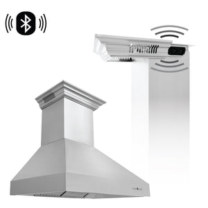 ZLINE Ducted Vent Wall Mount Range Hood in Stainless Steel with Built-in ZLINE CrownSound Bluetooth Speakers (667CRN-BT) - MyBBQDirect