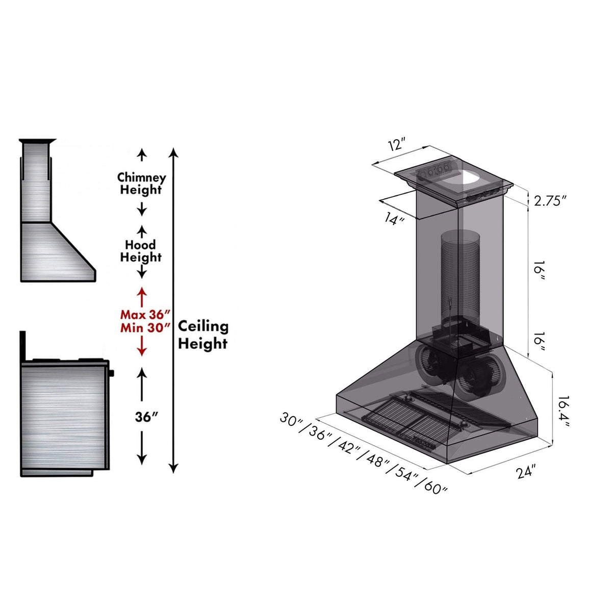 ZLINE Ducted Vent Wall Mount Range Hood in Stainless Steel with Built-in ZLINE CrownSound Bluetooth Speakers (667CRN-BT) - MyBBQDirect