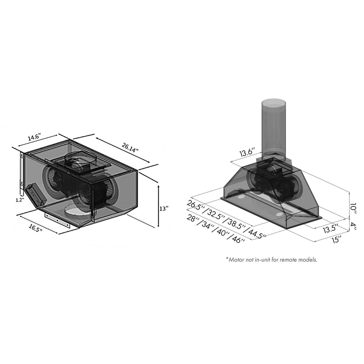 ZLINE Double Remote Blower Ducted 700 CFM Range Hood Insert in Stainless Steel (695-RD) - MyBBQDirect