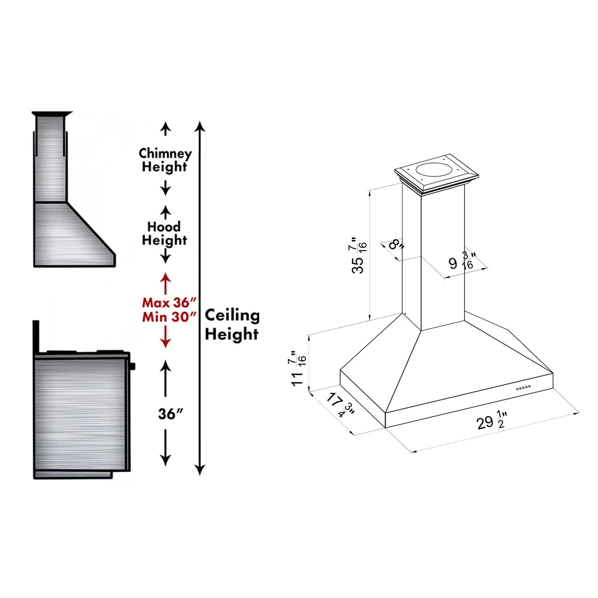 ZLINE Wall Mount Range Hood in Fingerprint Resistant Stainless Steel (8KL3S) - MyBBQDirect