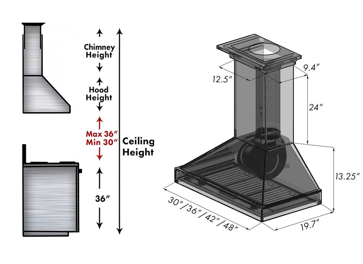 ZLINE Ducted Unfinished Wooden Wall Mount Range Hood (KBUF) - MyBBQDirect
