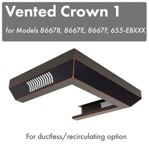 ZLINE Vented Crown Molding Profile 1 For Wall Mount Range Hood (CM1V-8667B) - MyBBQDirect