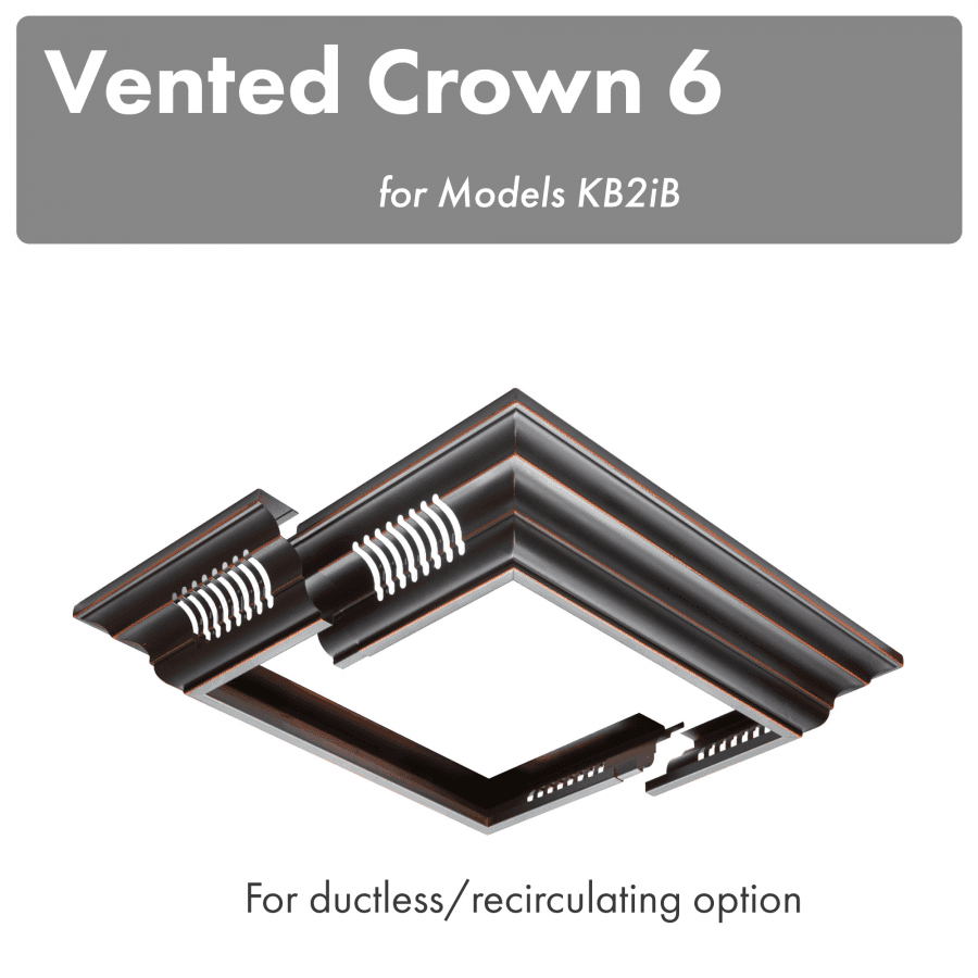 ZLINE Vented Crown Molding Profile 6 For Island Mount Range Hood (CM6V-KB2iB) - MyBBQDirect