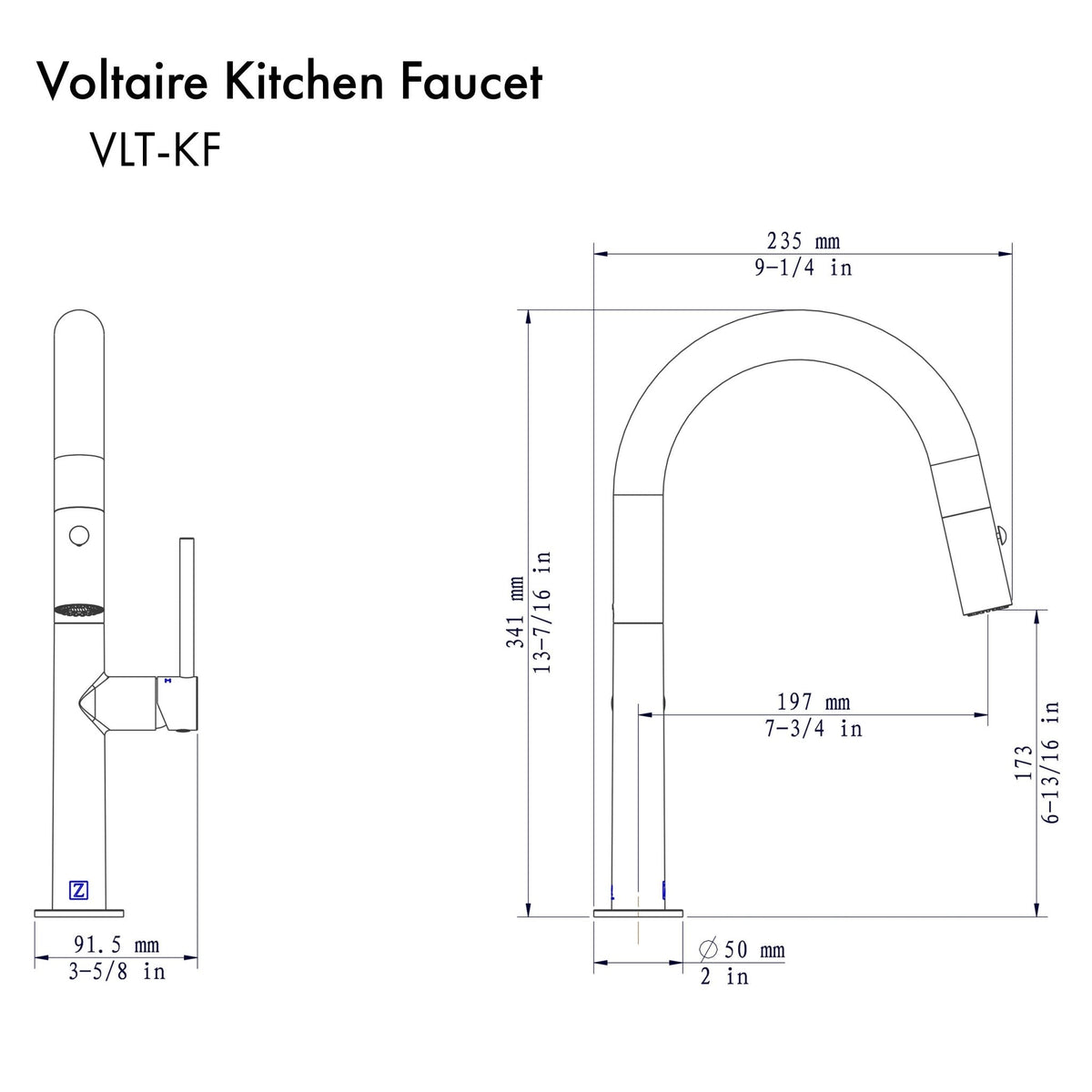 ZLINE Voltaire Kitchen Faucet (VLT-KF) - MyBBQDirect