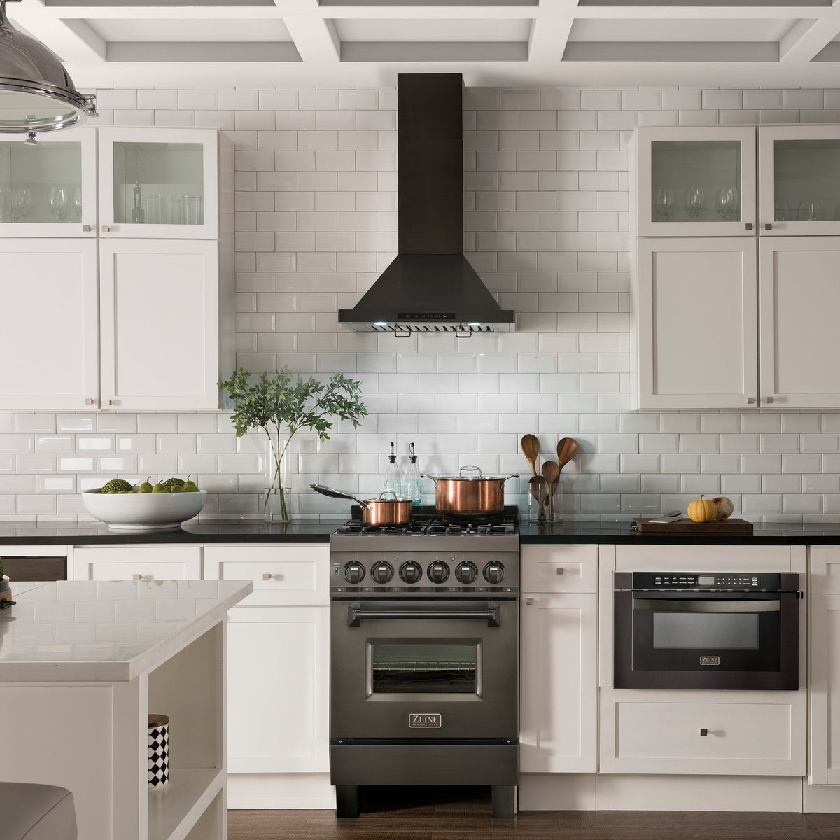 ZLINE Recirculating Wall Mount Range Hood with Charcoal Filters in Black Stainless Steel (BSKBN-CF-24) - MyBBQDirect