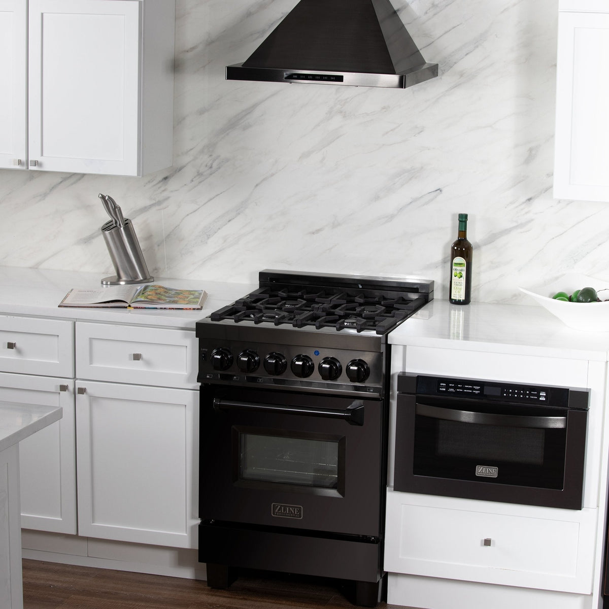 ZLINE Recirculating Wall Mount Range Hood with Charcoal Filters in Black Stainless Steel (BSKBN-CF-24) - MyBBQDirect