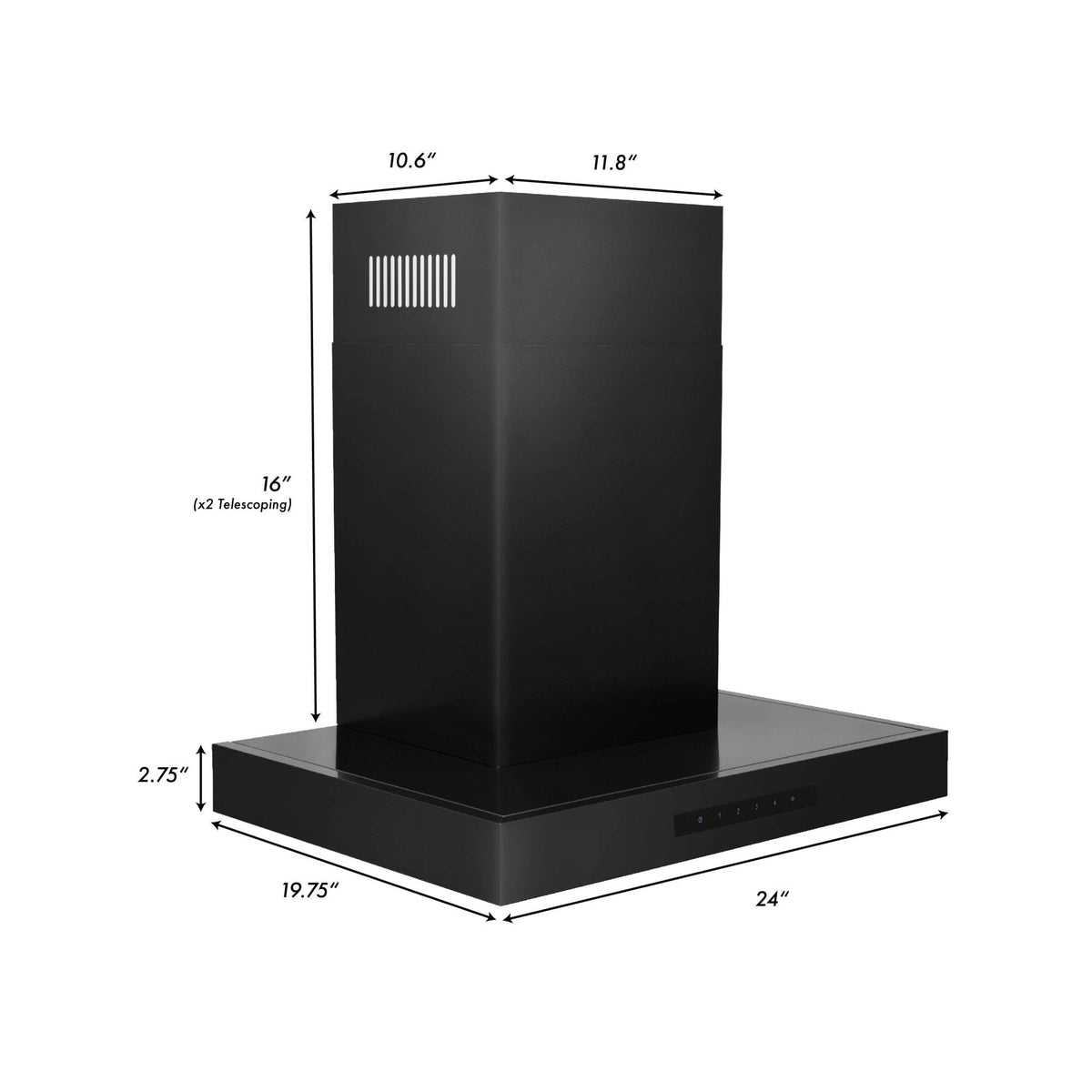 ZLINE Convertible Vent Wall Mount Range Hood in Black Stainless Steel (BSKEN) - MyBBQDirect